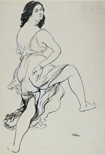 Portrait of Isadora Duncan Dancing by Leon Bakst